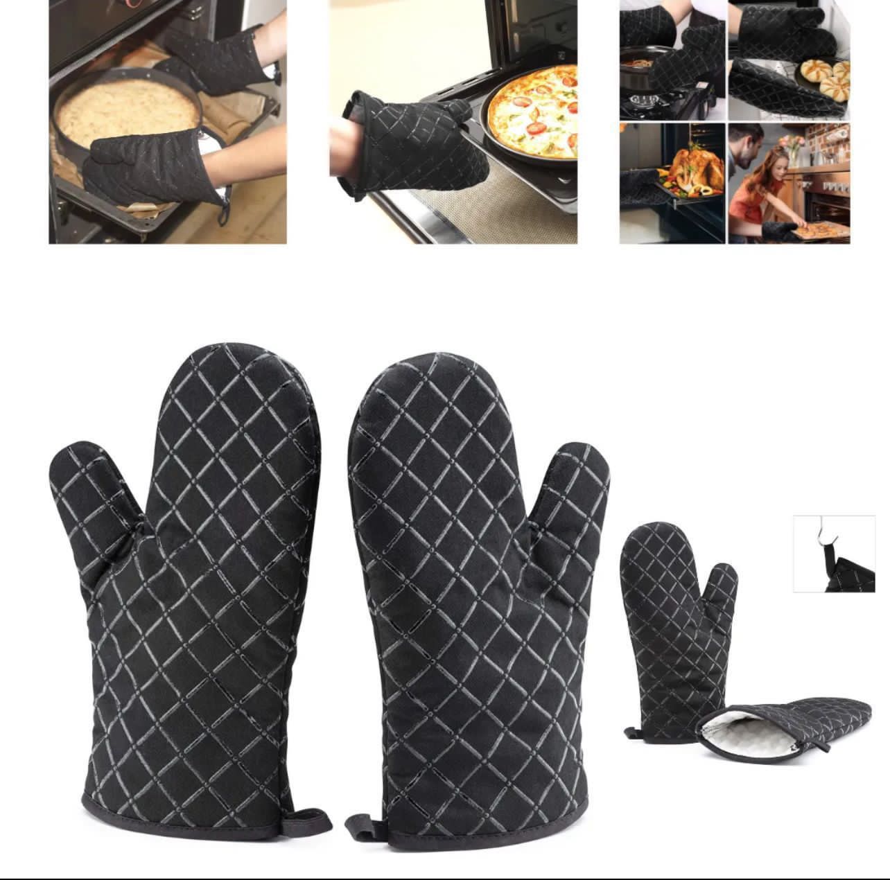 Premium Heat Resistant Oven Mitts (2 Pcs)
