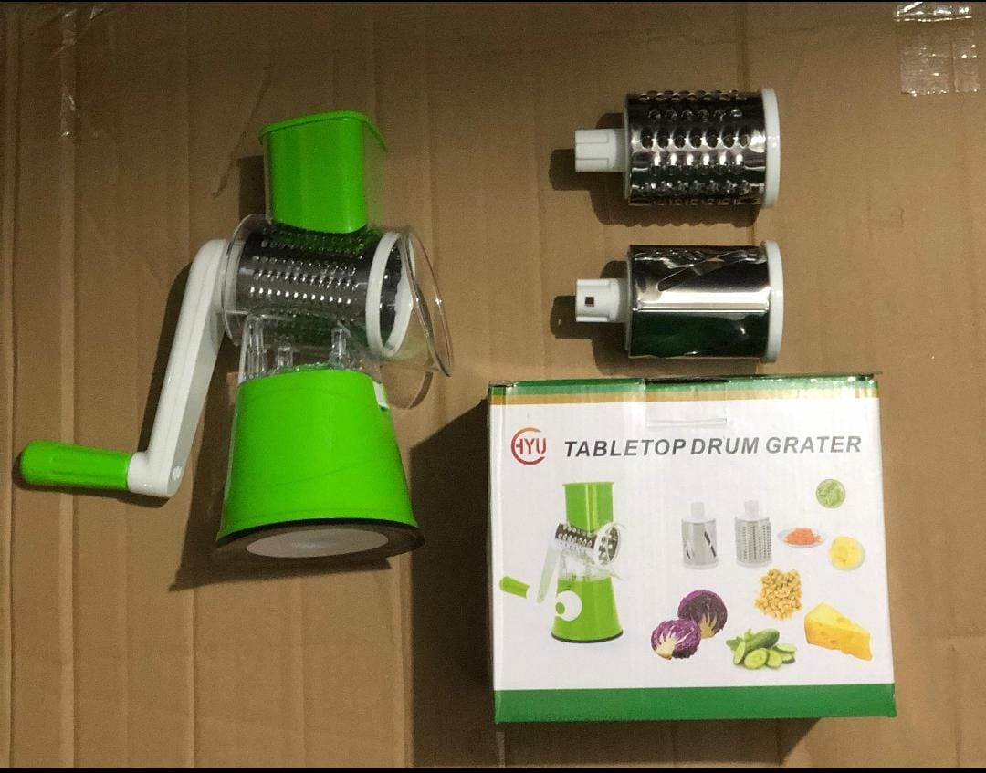Manual 3‑in‑1 Vegetable Cutter & Drum Grater